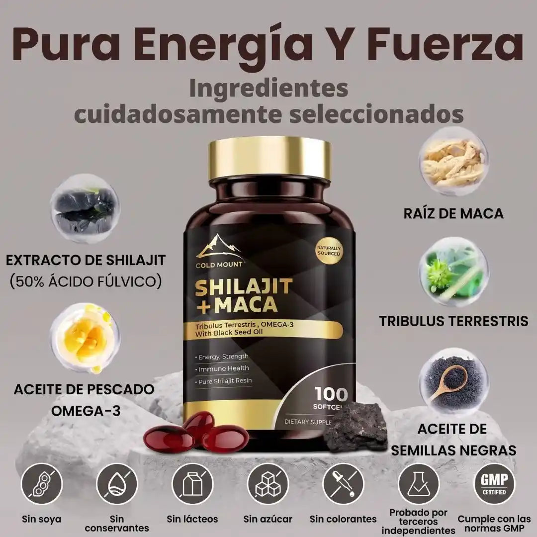 Suplemento Shilajit + Maca 100 capsulas
